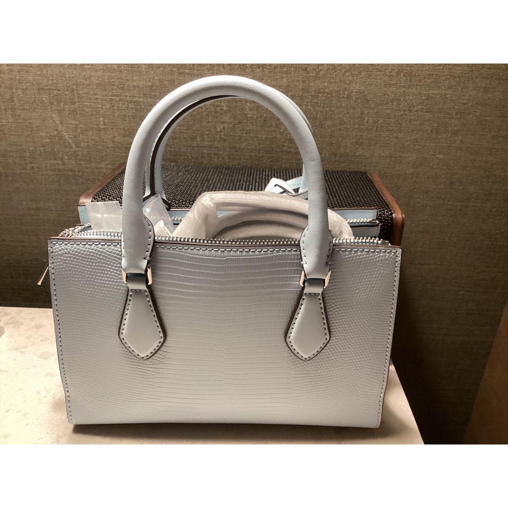 Michael Kors‎ Sheila Satchel Vista Blue Reptile Embossed Vegan Leather Small - Picture 2 of 10
